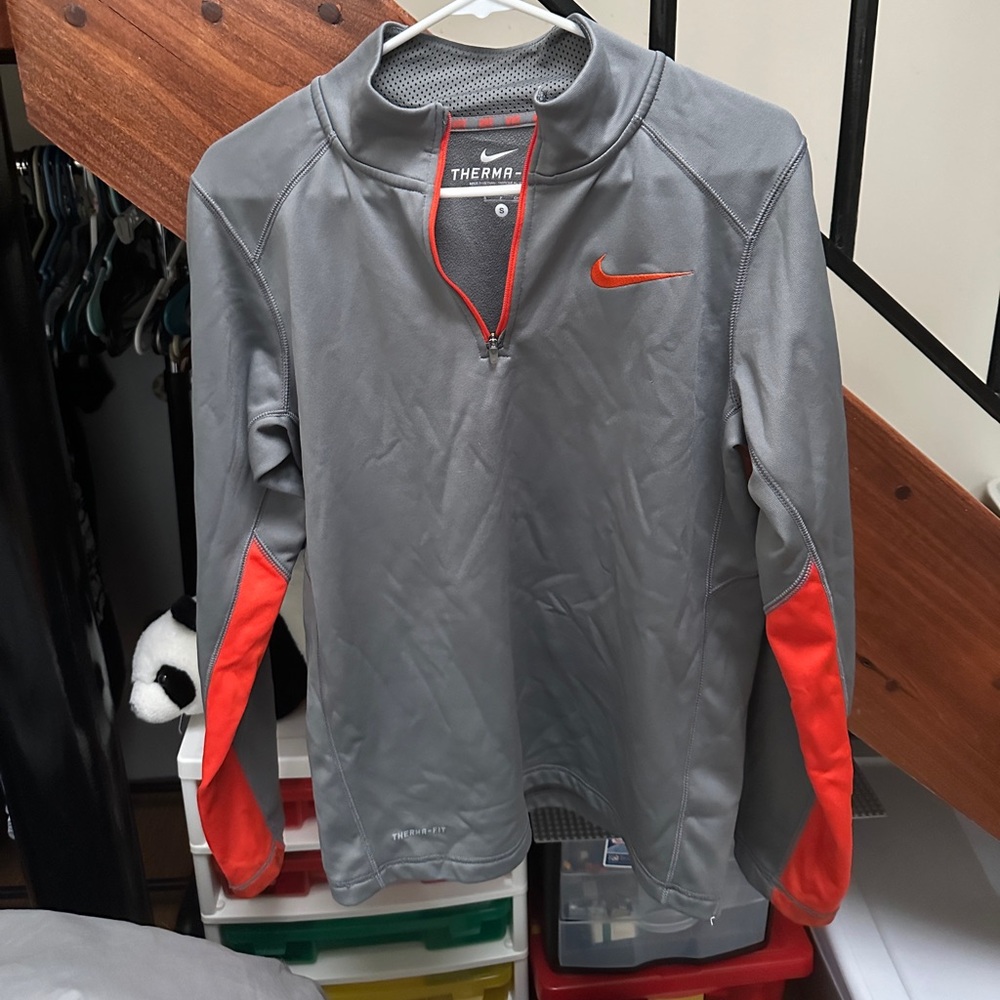 Men’s Nike Orange and Grey Therma-Fit Quarter Zip